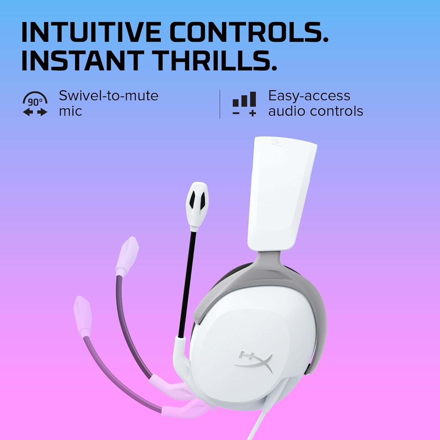 HyperX Cloud Stinger 2 Core Smartchoice- Gaming Headset for PlayStation, Lightweight Over-Ear Headset with mic, Swivel-to-Mute Function, 40mm Drivers (6H9B5AA), White (UNBOXED) - Image 6