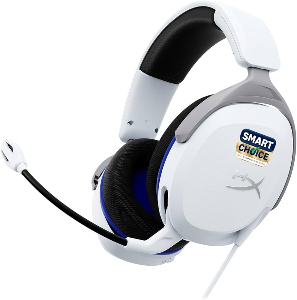 HyperX Cloud Stinger 2 Core Smartchoice- Gaming Headset for PlayStation, Lightweight Over-Ear Headset with mic, Swivel-to-Mute Function, 40mm Drivers (6H9B5AA), White (UNBOXED)