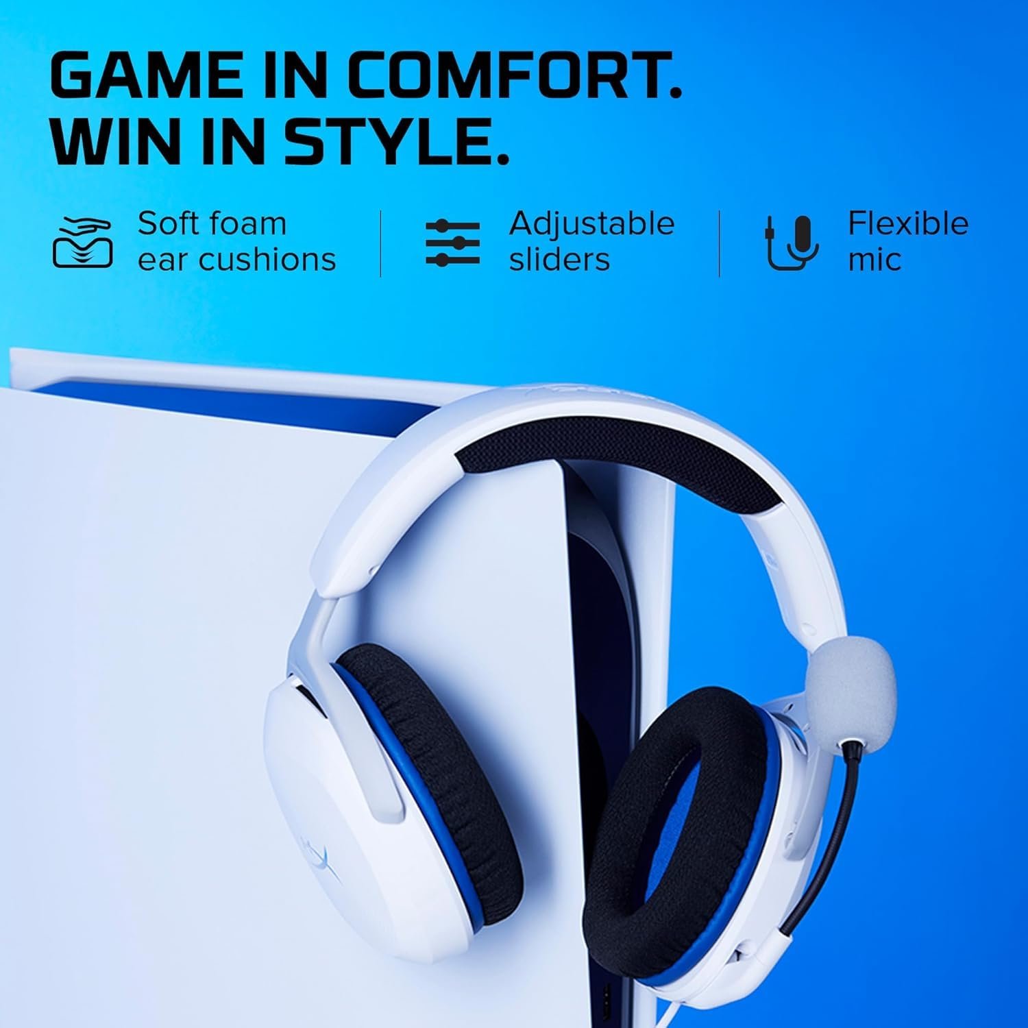 HyperX Cloud Stinger 2 Core Smartchoice- Gaming Headset for PlayStation, Lightweight Over-Ear Headset with mic, Swivel-to-Mute Function, 40mm Drivers (6H9B5AA), White (UNBOXED) - Image 2