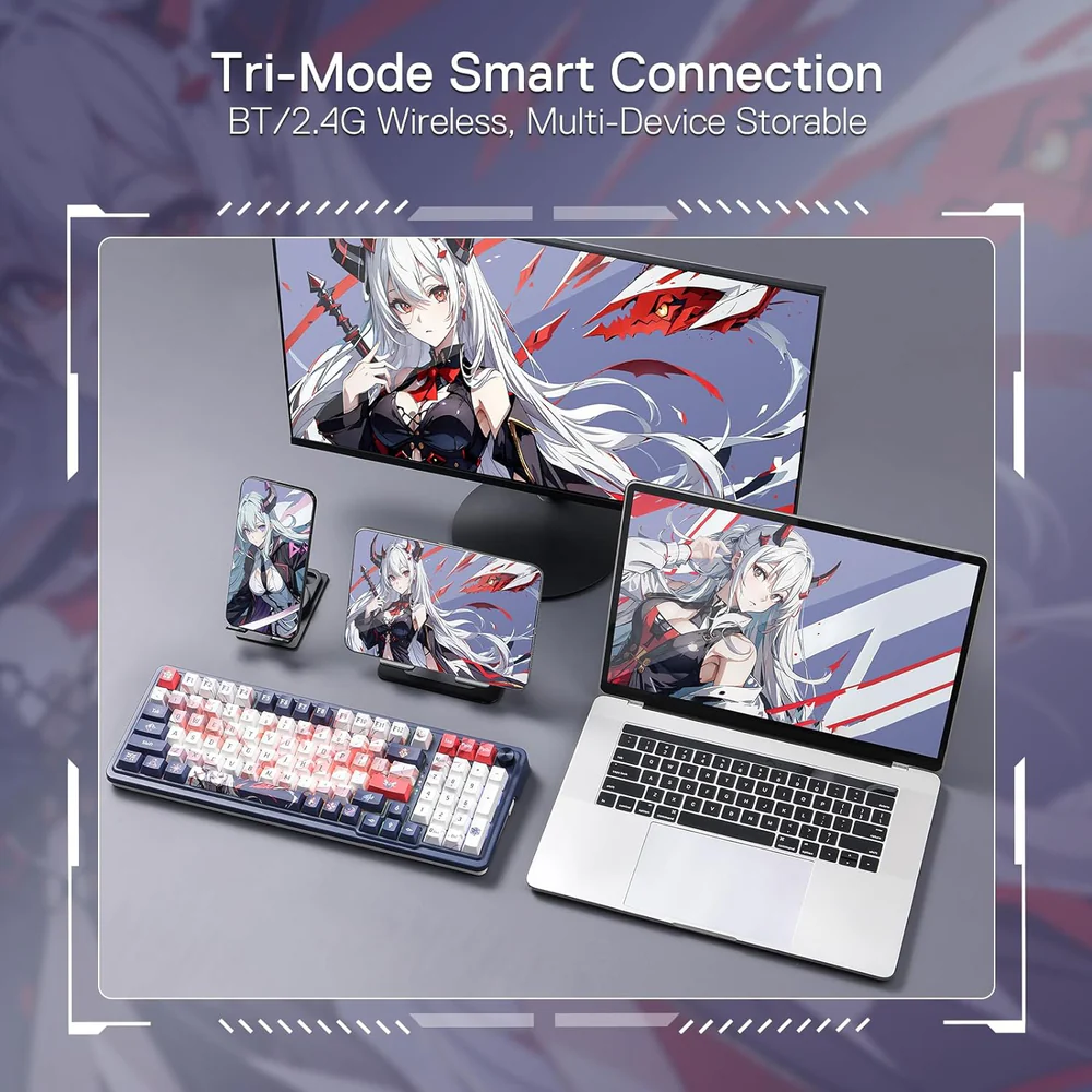 Eisa Pro K686 Pro Wired+2.4Ghz+BT Mechanical Keyboard Anime Theme (Custom Hi-Fi Linear Switch) - Image 7