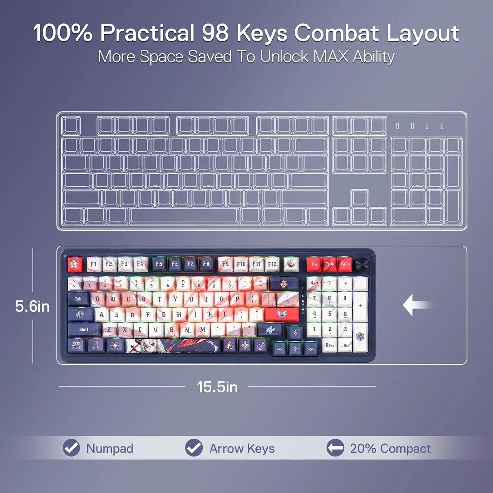 Eisa Pro K686 Pro Wired+2.4Ghz+BT Mechanical Keyboard Anime Theme (Custom Hi-Fi Linear Switch) - Image 6
