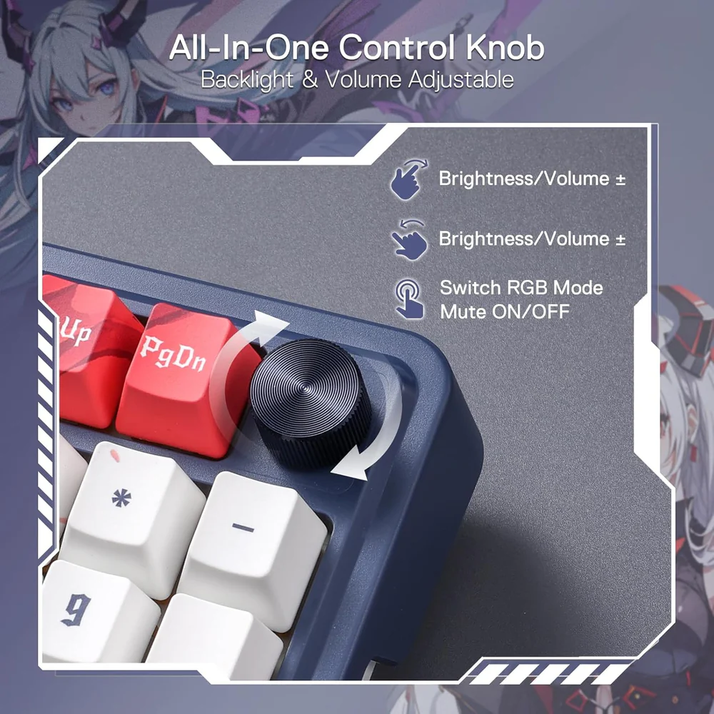 Eisa Pro K686 Pro Wired+2.4Ghz+BT Mechanical Keyboard Anime Theme (Custom Hi-Fi Linear Switch) - Image 5
