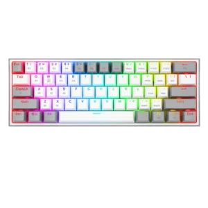 FIZZ PRO K616 - 60% Wired+2.4Ghz+BT Mechanical Keyboard White and Grey (Red Switch)
